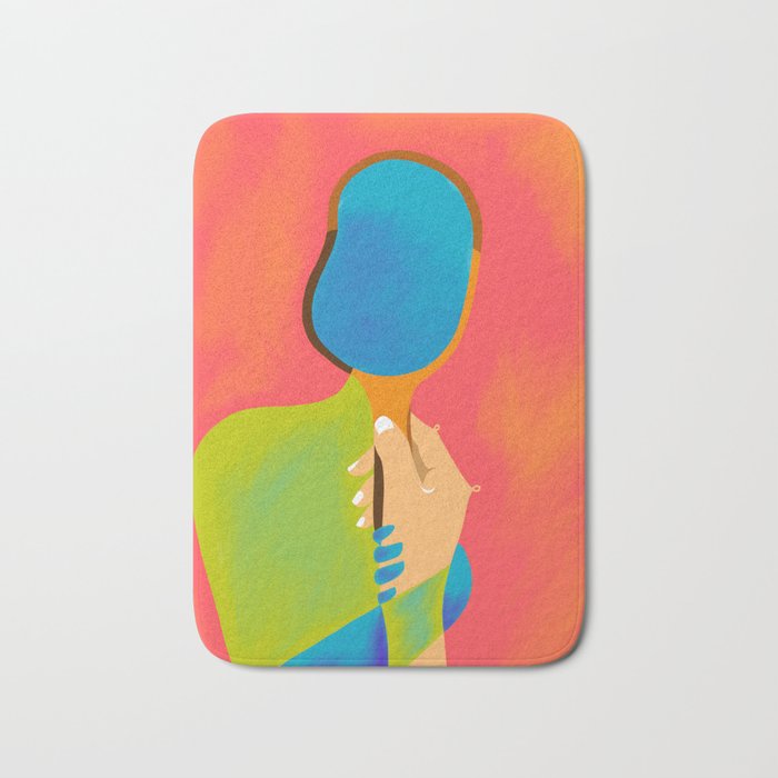 The One To Hold a Mirror Up To Me, Abstract Human Expression, Introspection Mindfulness Retrospection, Hand Body Maximalism Eclectic, Bohemian Contemporary Modern Painting Bath Mat Gallery Image 1