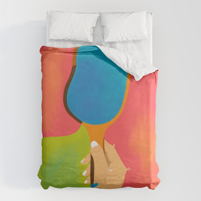 The One To Hold a Mirror Up To Me, Abstract Human Expression, Introspection Mindfulness Retrospection, Hand Body Maximalism Eclectic, Bohemian Contemporary Modern Painting Duvet Cover Gallery Image 6