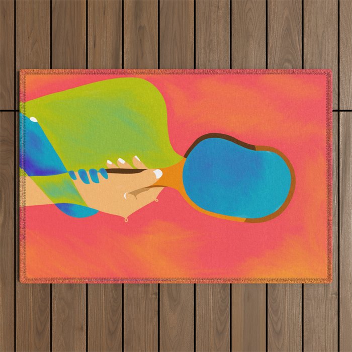 The One To Hold a Mirror Up To Me, Abstract Human Expression, Introspection Mindfulness Retrospection, Hand Body Maximalism Eclectic, Bohemian Contemporary Modern Painting Outdoor Rug Gallery Image 1