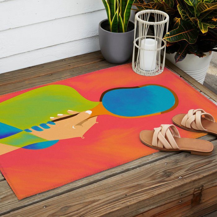 The One To Hold a Mirror Up To Me, Abstract Human Expression, Introspection Mindfulness Retrospection, Hand Body Maximalism Eclectic, Bohemian Contemporary Modern Painting Outdoor Rug Gallery Image 2