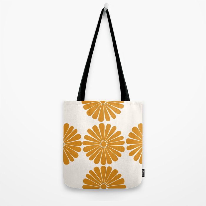 Retro Daisy Abstract V Golden Yellow Bold Floral Tote Bag Gallery Image 2