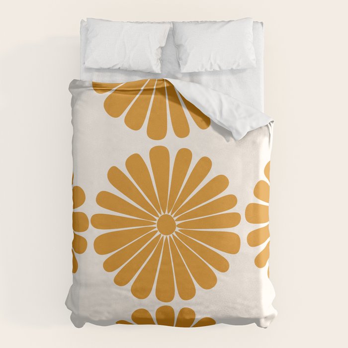 Retro Daisy Abstract V Golden Yellow Bold Floral Duvet Cover Gallery Image 6