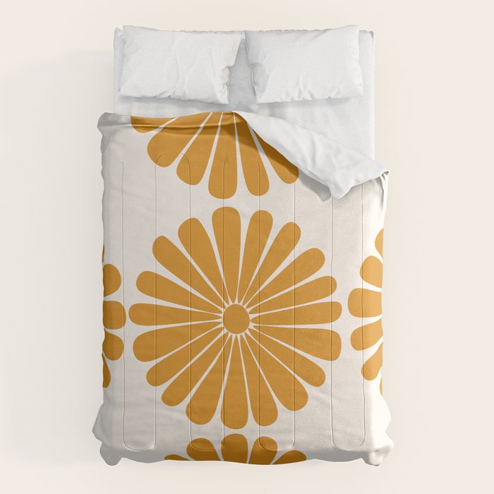 Retro Daisy Abstract V Golden Yellow Bold Floral Comforter Gallery Image 1