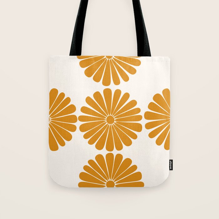 Retro Daisy Abstract V Golden Yellow Bold Floral Tote Bag Gallery Image 1