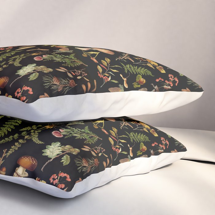 Vintage Mushroom Fungi Night Forest Botanical Garden Pillow Sham Gallery Image 3