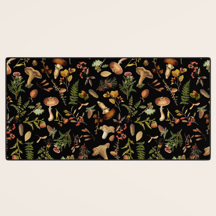 Vintage Mushroom Fungi Night Forest Botanical Garden Desk Mat Gallery Image 3