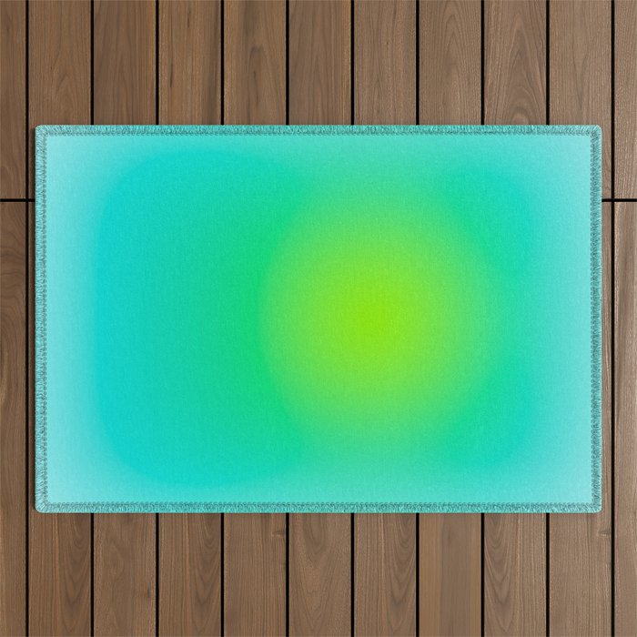 You are limitless optimistic gradient empowering women  green turquoise blue Outdoor Rug Gallery Image 1