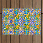 Summer ,Sicilian tiles ,citrus,lemons Mediterranean Pattern  Outdoor Rug Gallery Image 1