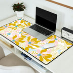 vibrant flowers pattern modern bouquet candy turquoise white summer tropics Desk Mat Gallery Image 2