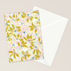 vibrant flowers pattern modern bouquet candy turquoise white summer tropics Stationery Card Gallery Image 2