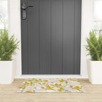 vibrant flowers pattern modern bouquet candy turquoise white summer tropics Welcome Mat Gallery Image 3