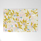 vibrant flowers pattern modern bouquet candy turquoise white summer tropics Welcome Mat Gallery Image 1