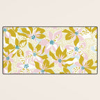 vibrant flowers pattern modern bouquet candy turquoise white summer tropics Desk Mat Gallery Image 3
