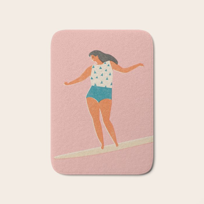 Surf girl print Bath Mat Gallery Image 1