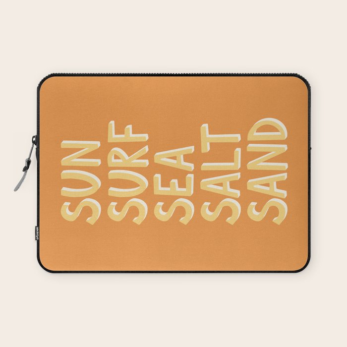 Sun Surf Sea Salt Sand Hand Lettering Laptop Sleeve Gallery Image 1