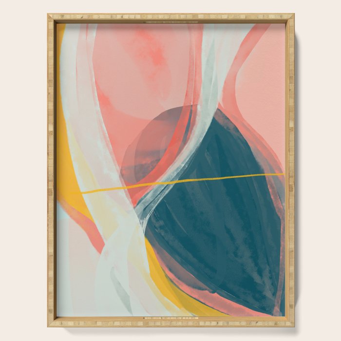 White Streams Through Pastel Shores | Abstract Shapes Design Serving Tray Gallery Image 1