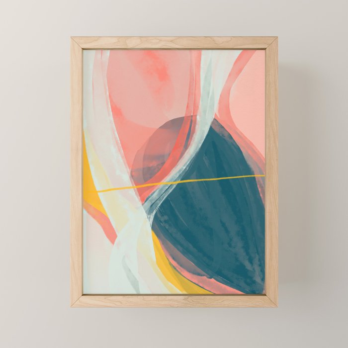 White Streams Through Pastel Shores | Abstract Shapes Design Mini Art Print Gallery Image 1