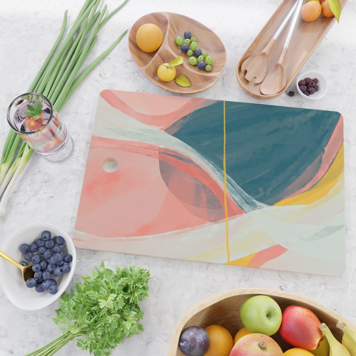 White Streams Through Pastel Shores | Abstract Shapes Design Cutting Board Gallery Image 2