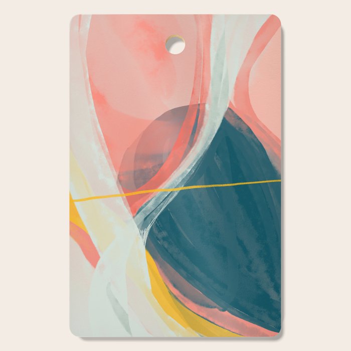 White Streams Through Pastel Shores | Abstract Shapes Design Cutting Board Gallery Image 1