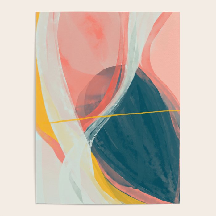 White Streams Through Pastel Shores | Abstract Shapes Design Poster Gallery Image 4