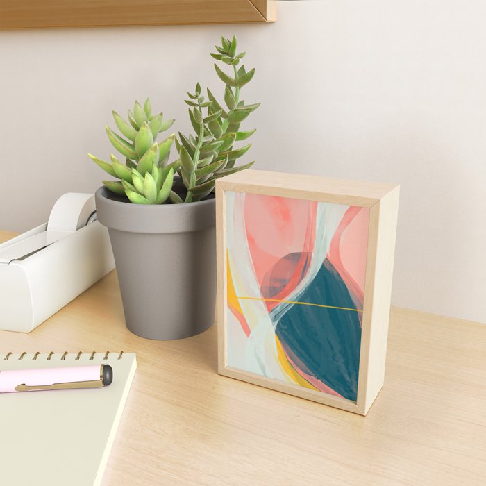 White Streams Through Pastel Shores | Abstract Shapes Design Mini Art Print Gallery Image 2