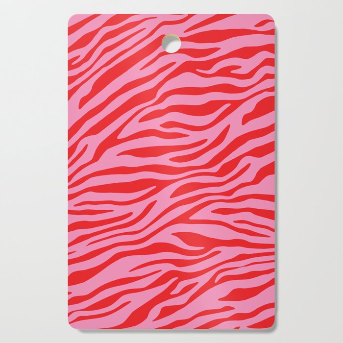 Pink On Red Zebra Animal Print Cutting Board Gallery Image 1