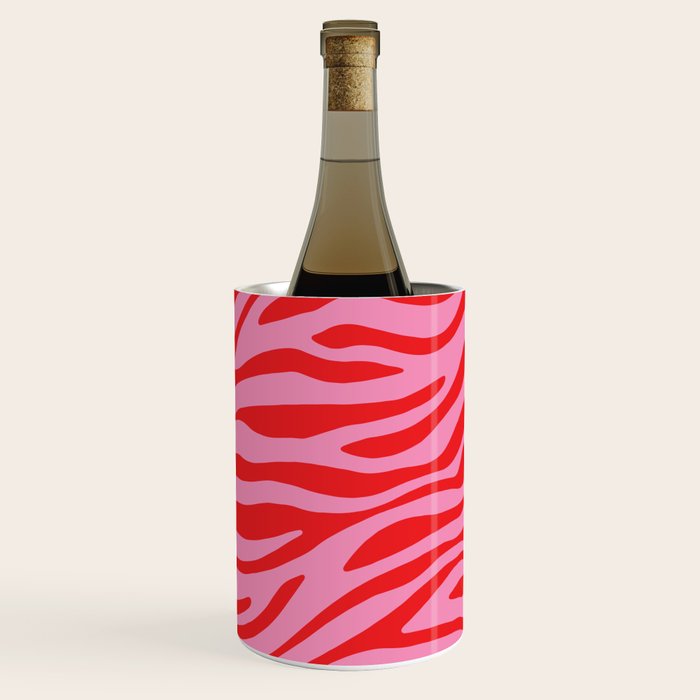 Pink On Red Zebra Animal Print Wine Chiller Gallery Image 1