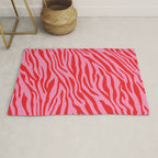 Pink On Red Zebra Animal Print Rug Gallery Image 1