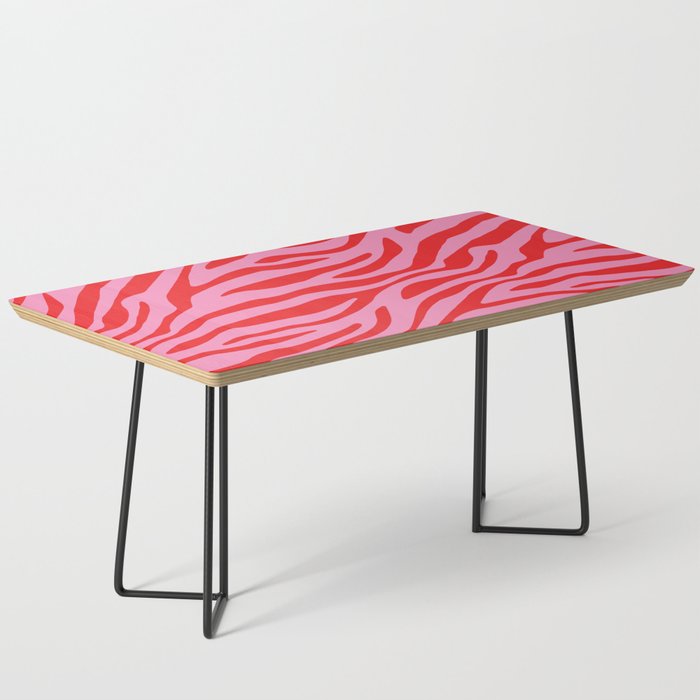 Pink On Red Zebra Animal Print Coffee Table Gallery Image 1