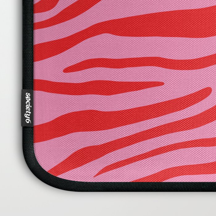 Pink On Red Zebra Animal Print Laptop Sleeve Gallery Image 3