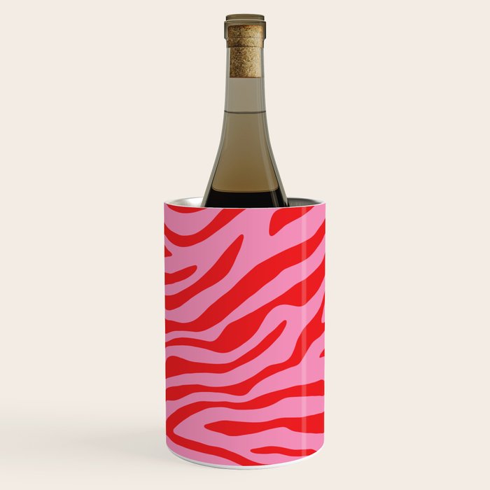 Pink On Red Zebra Animal Print Wine Chiller Gallery Image 3