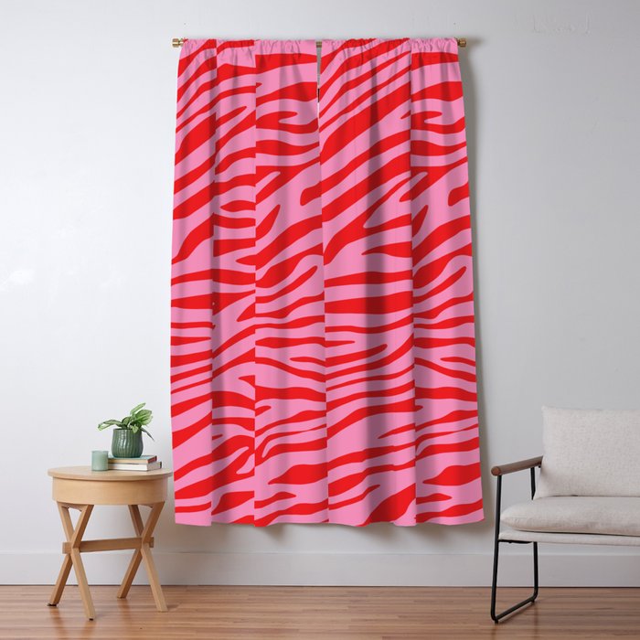 Pink On Red Zebra Animal Print Window Curtain Gallery Image 5
