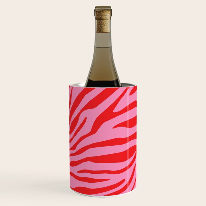 Pink On Red Zebra Animal Print Wine Chiller Gallery Image 2