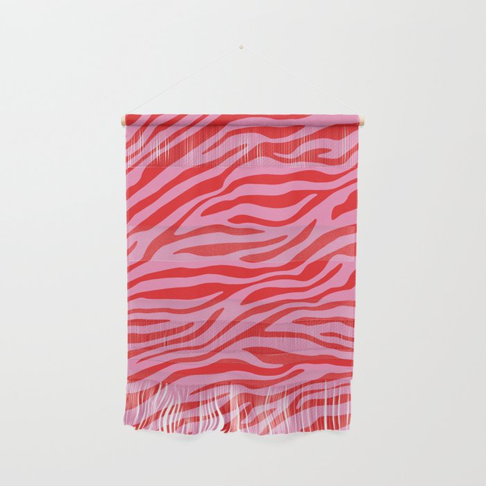 Pink On Red Zebra Animal Print Wall Hanging Gallery Image 1