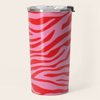 Pink On Red Zebra Animal Print Travel Mug Gallery Image 2