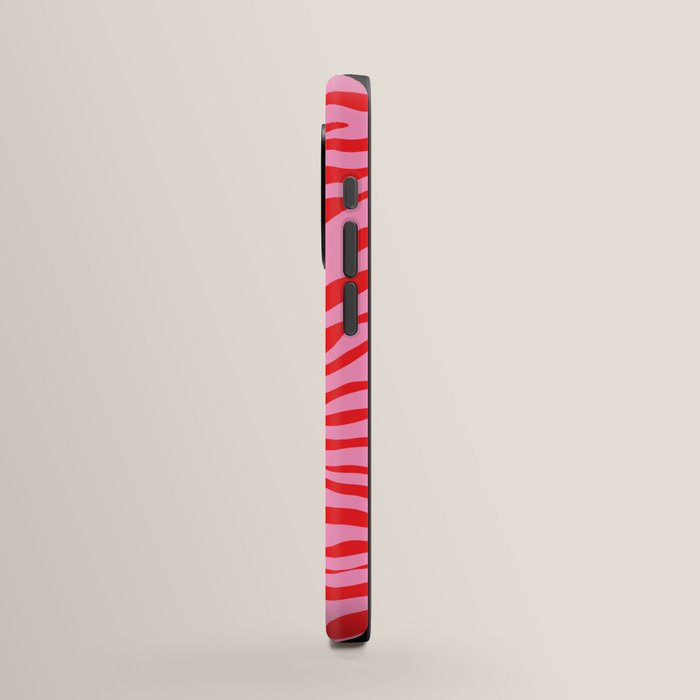 Pink On Red Zebra Animal Print iPhone Case Gallery Image 2