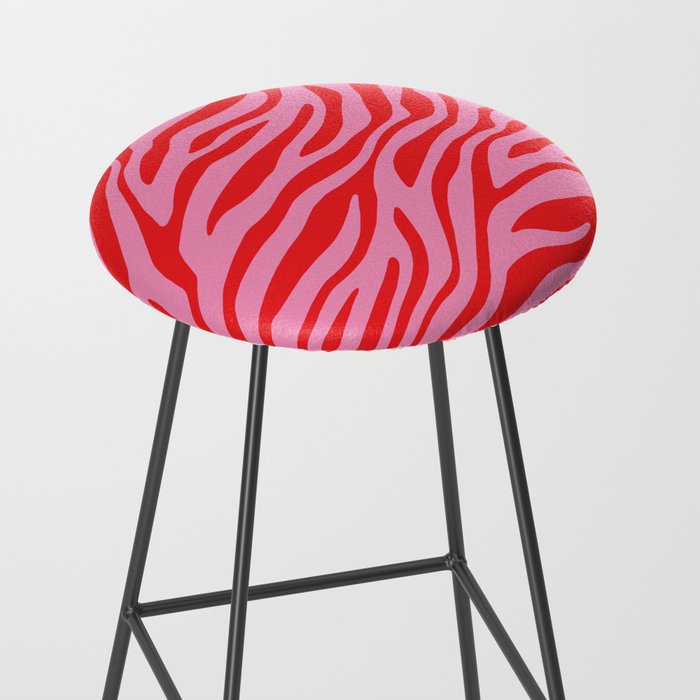 Pink On Red Zebra Animal Print Stool Gallery Image 2