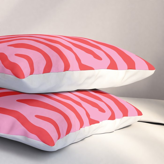 Pink On Red Zebra Animal Print Pillow Sham Gallery Image 3
