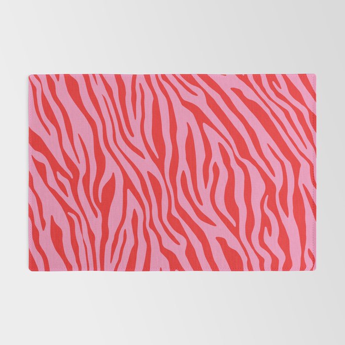 Pink On Red Zebra Animal Print Rug Gallery Image 2
