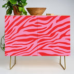 Pink On Red Zebra Animal Print Credenza Gallery Image 1