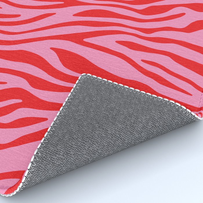 Pink On Red Zebra Animal Print Rug Gallery Image 4