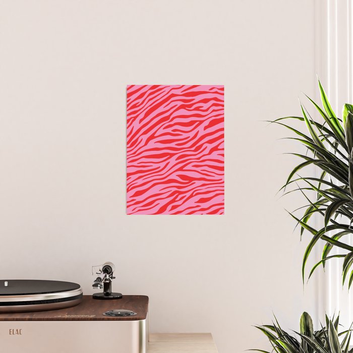 Pink On Red Zebra Animal Print Poster Gallery Image 2