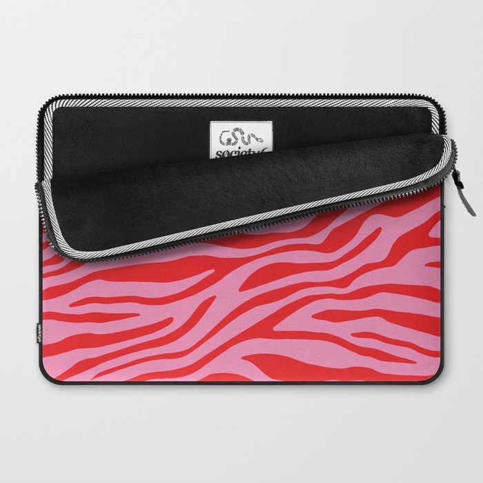 Pink On Red Zebra Animal Print Laptop Sleeve Gallery Image 2