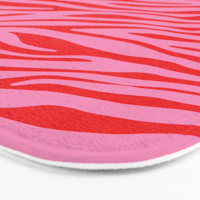 Pink On Red Zebra Animal Print Bath Mat Gallery Image 3