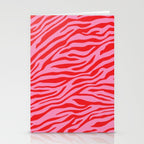 Pink On Red Zebra Animal Print Stationery Card Gallery Image 2