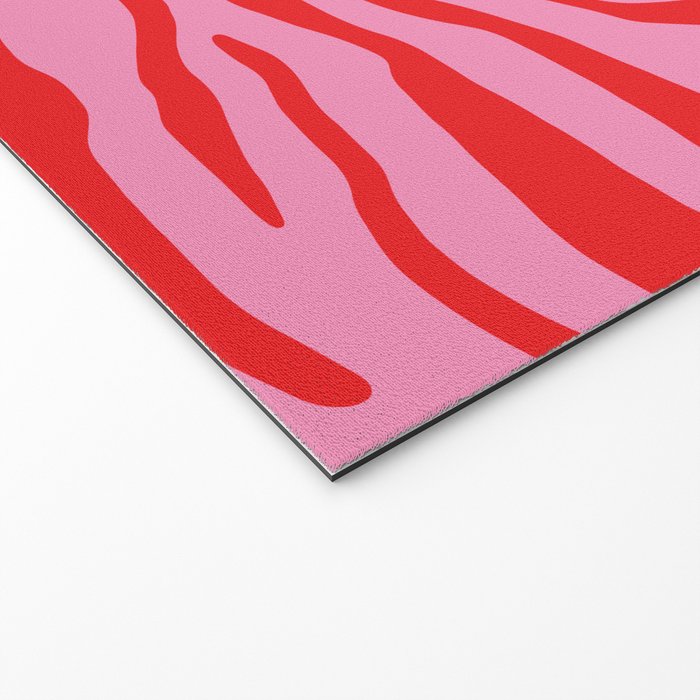 Pink On Red Zebra Animal Print Welcome Mat Gallery Image 2