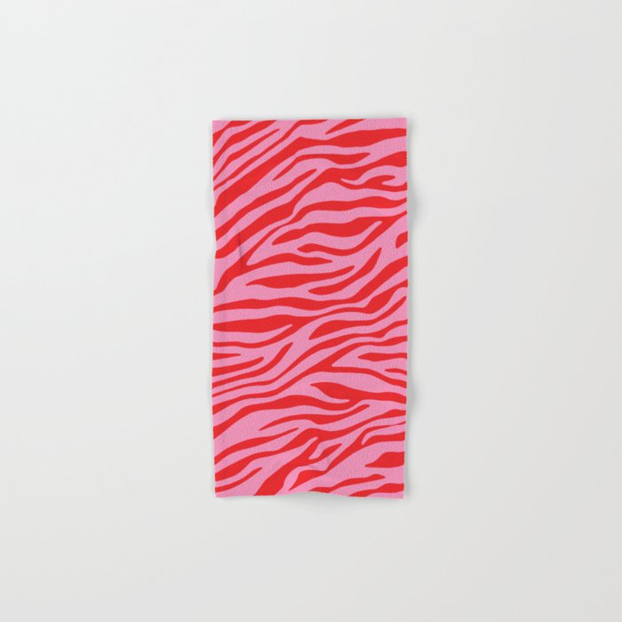 Pink On Red Zebra Animal Print Bath Towel Gallery Image 1