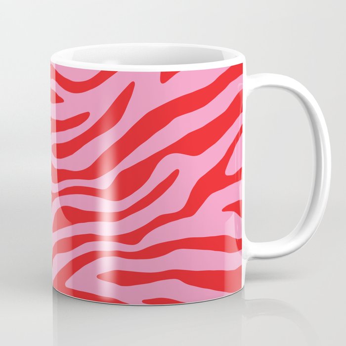 Pink On Red Zebra Animal Print Coffee Mug Gallery Image 1