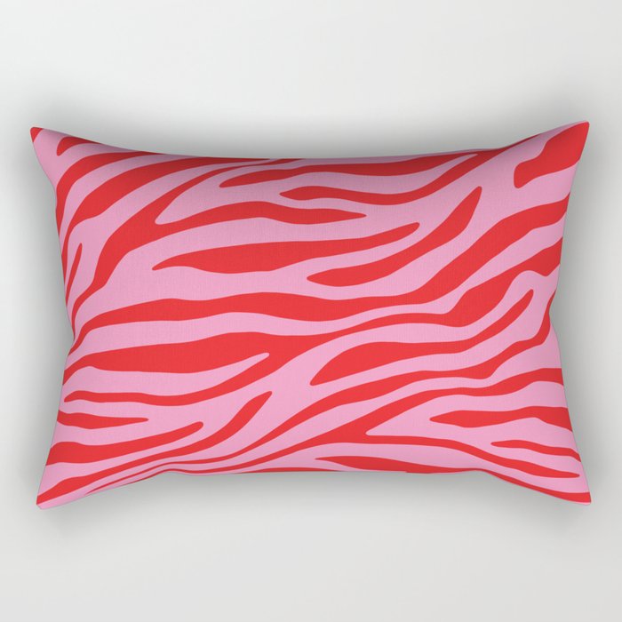 Pink On Red Zebra Animal Print Rectangular Pillow Gallery Image 2