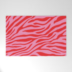 Pink On Red Zebra Animal Print Welcome Mat Gallery Image 1
